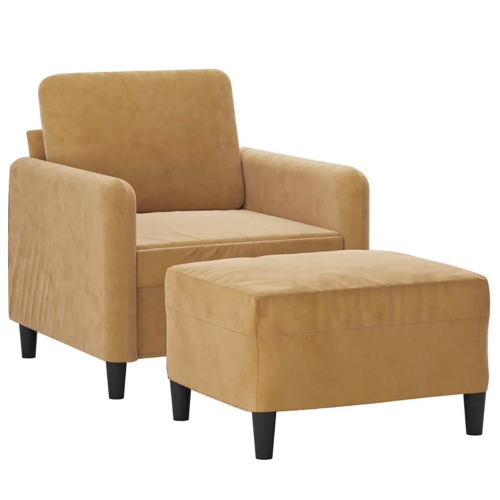 Fauteuil avec repose-pied Marron 60 cm Velours - XIOS