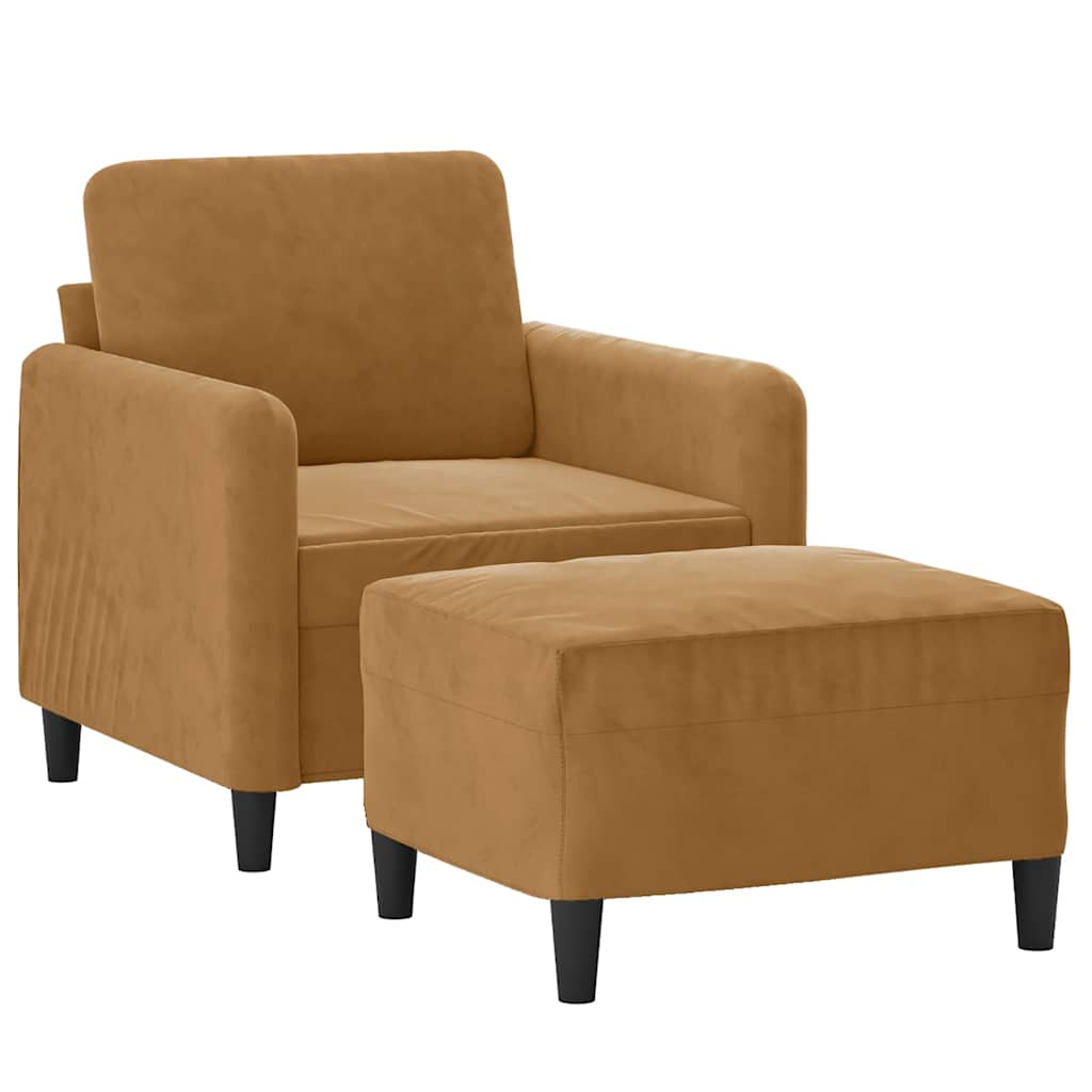 Fauteuil avec repose-pied Marron 60 cm Velours - XIOS