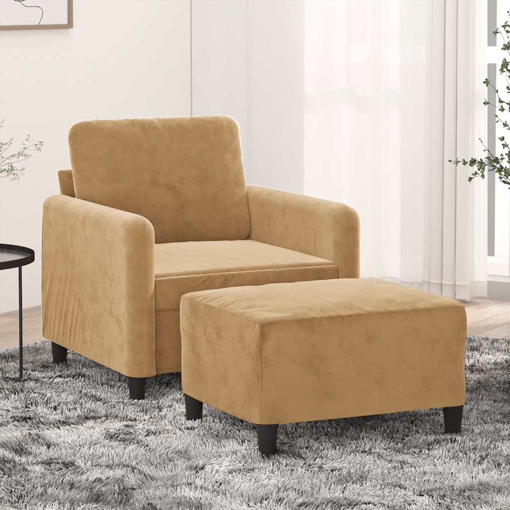 Fauteuil avec repose-pied Marron 60 cm Velours - XIOS