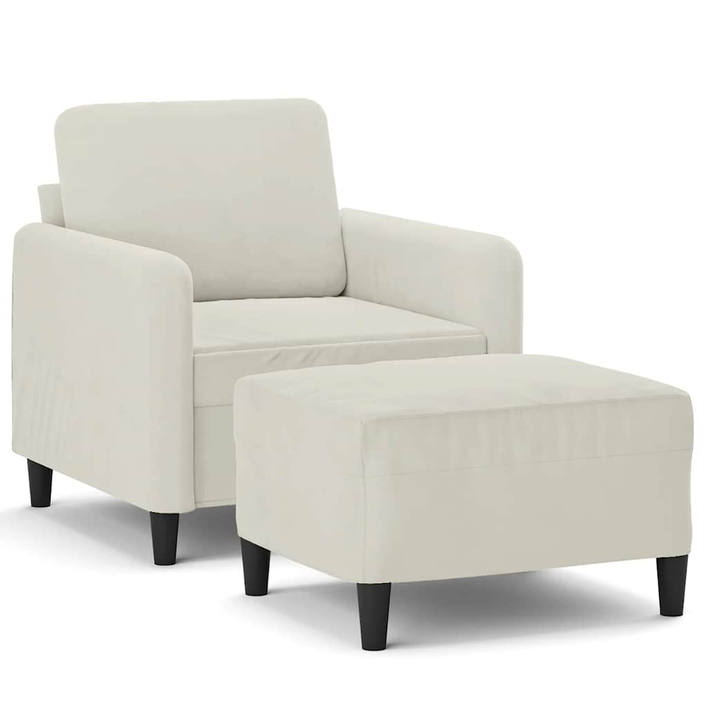 Fauteuil avec repose-pied Crème 60 cm Velours - XIOS