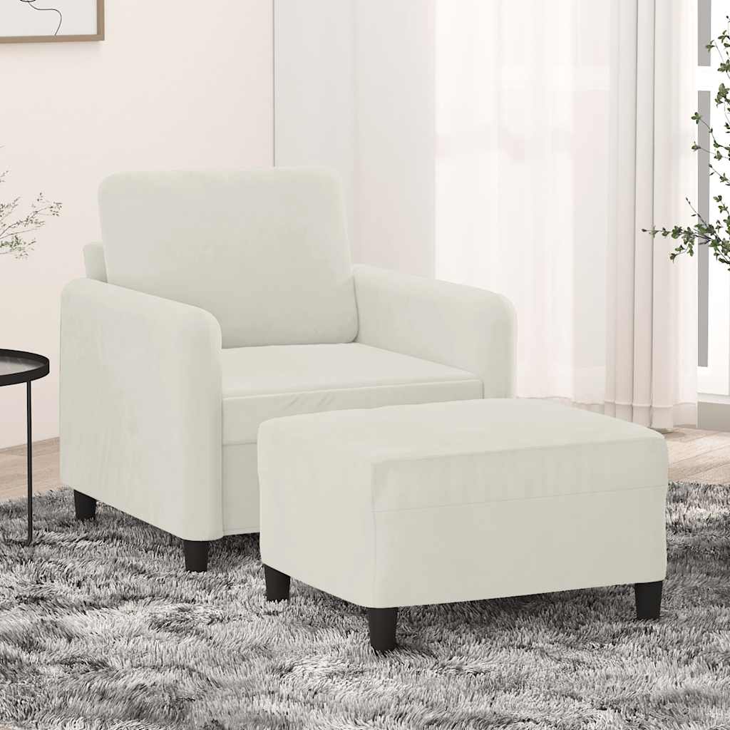 Fauteuil avec repose-pied Crème 60 cm Velours - XIOS