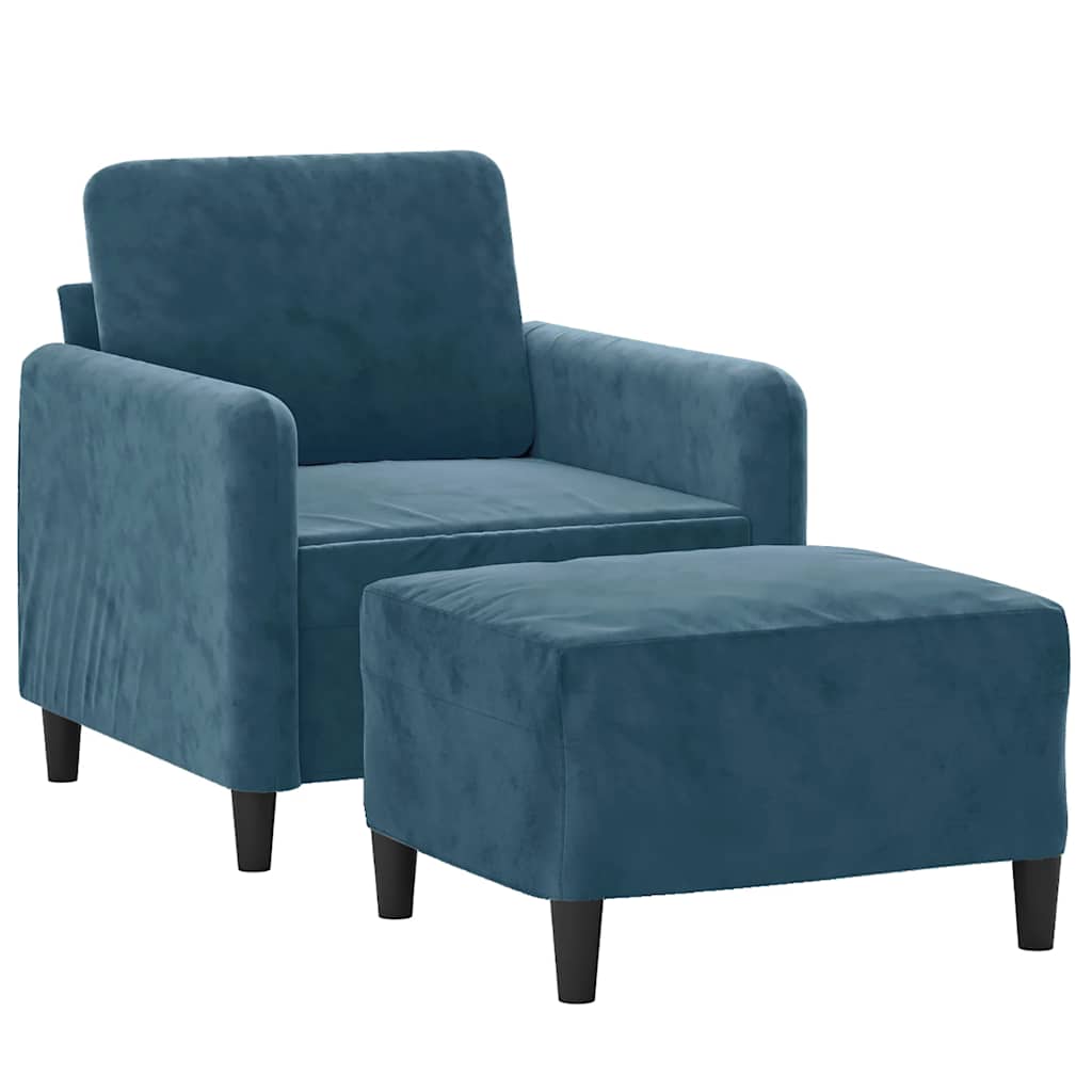 Fauteuil avec repose-pied Bleu 60 cm Velours - XIOS