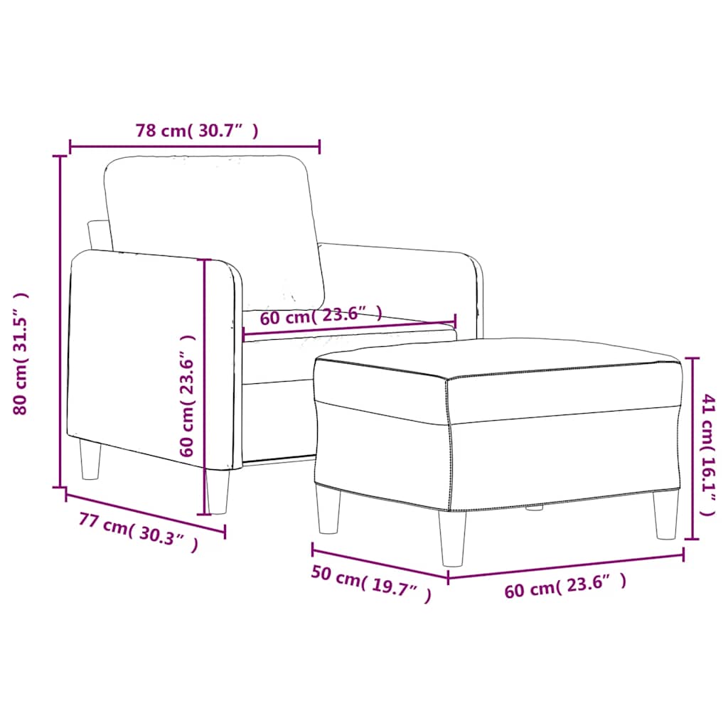Fauteuil avec repose-pied Bleu 60 cm Velours - XIOS