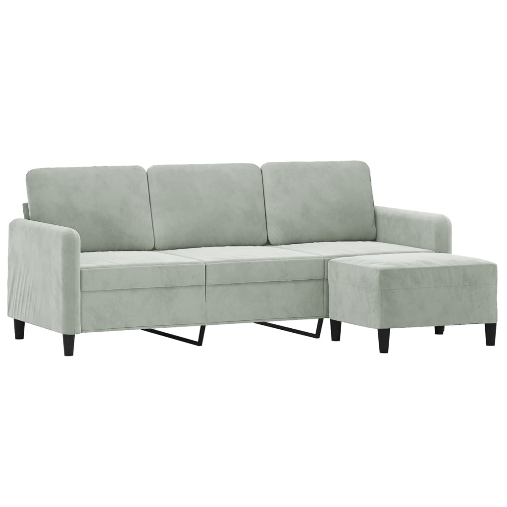 Canapé à 3 places avec repose-pieds Gris clair 180 cm Velours - XIOS