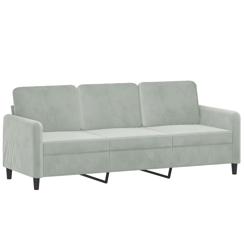 Canapé à 3 places avec repose-pieds Gris clair 180 cm Velours - XIOS