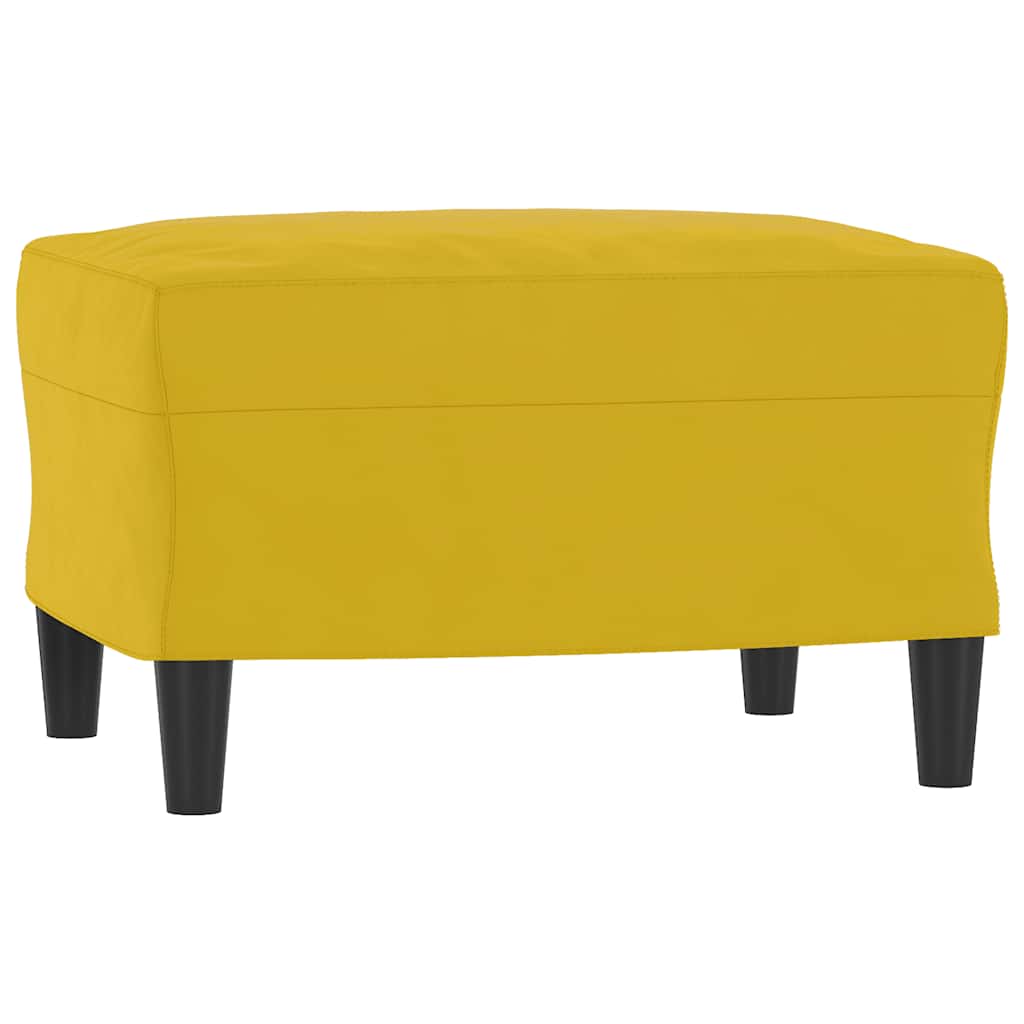 Canapé à 3 places avec repose-pieds jaune 180 cm velours