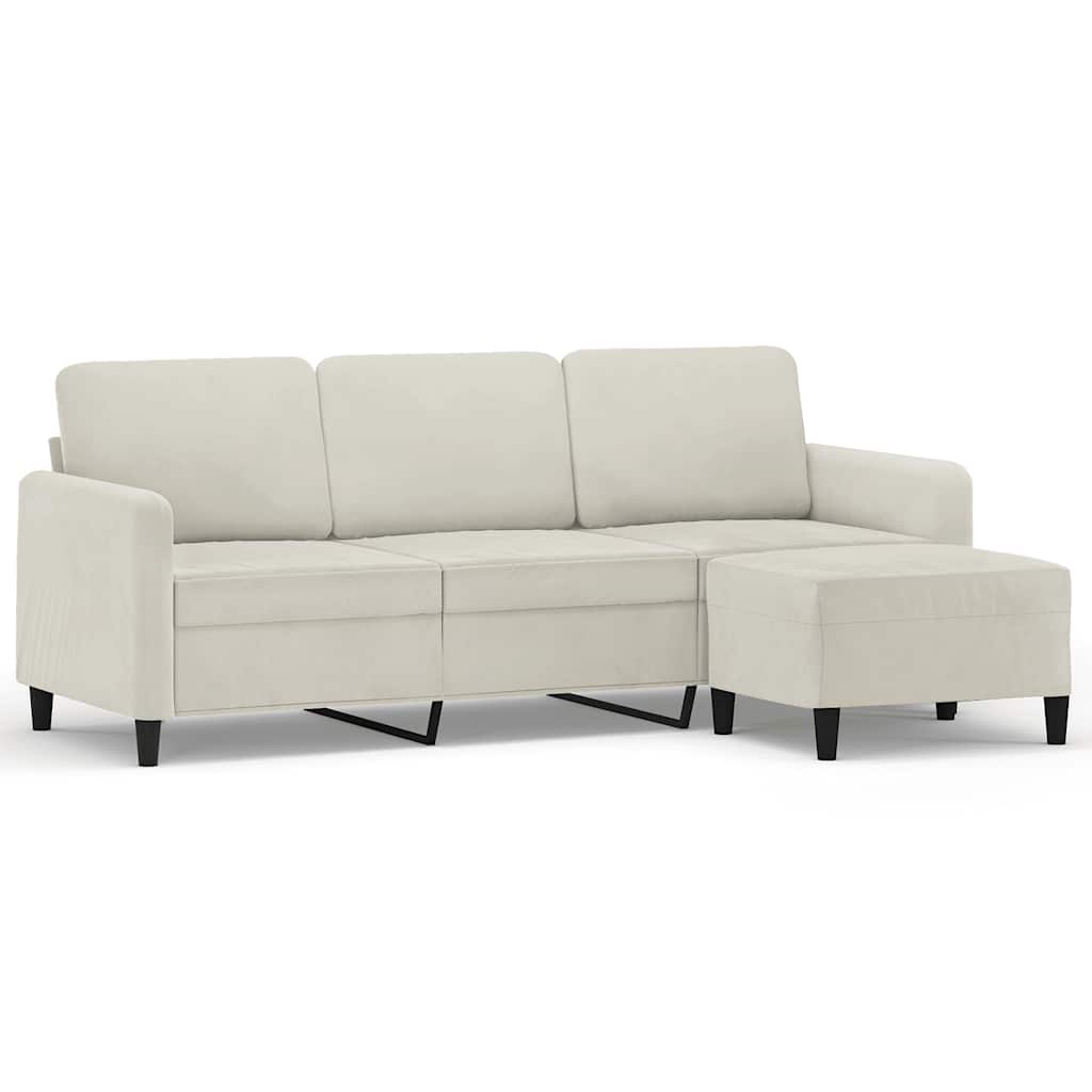 Canapé à 3 places avec repose-pieds Crème 180 cm Velours - XIOS