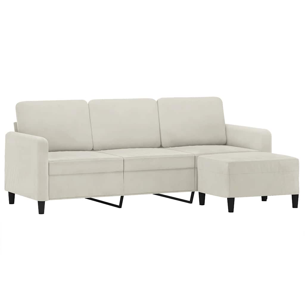 Canapé à 3 places avec repose-pieds Crème 180 cm Velours - XIOS