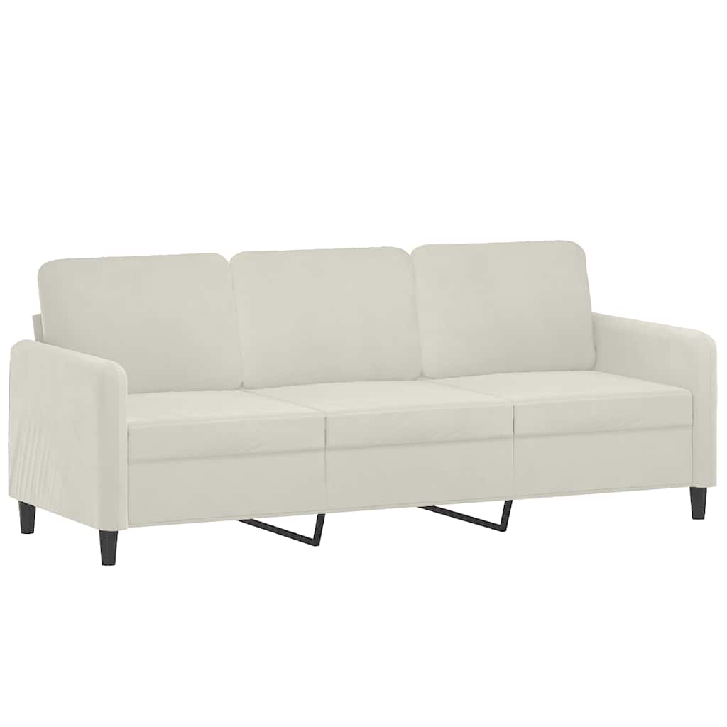 Canapé à 3 places avec repose-pieds Crème 180 cm Velours - XIOS