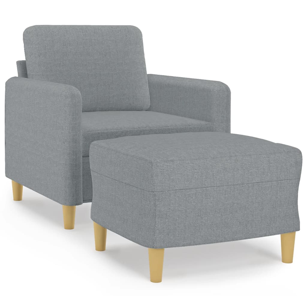 Fauteuil avec repose-pied Gris clair 60 cm Tissu - XIOS