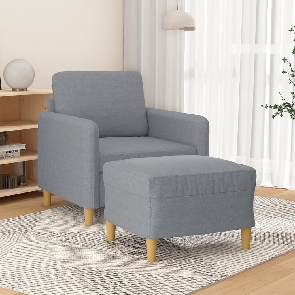 Fauteuil avec repose-pied Gris clair 60 cm Tissu - XIOS