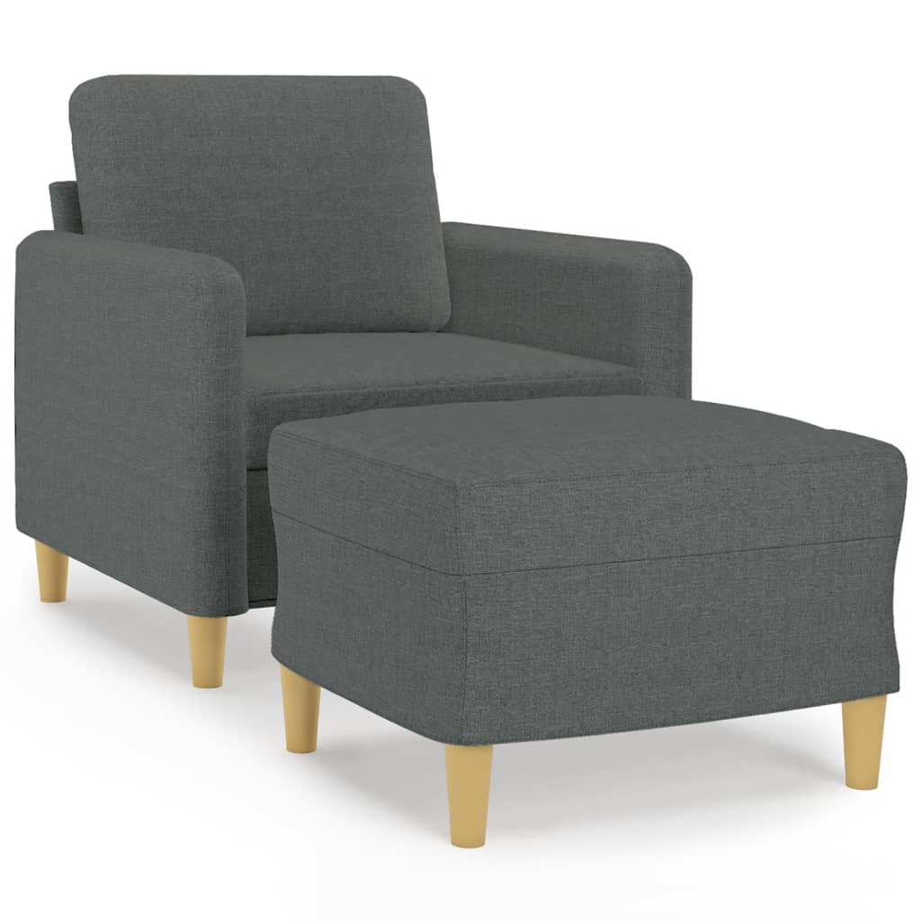 Fauteuil avec repose-pied Gris foncé 60 cm Tissu - XIOS