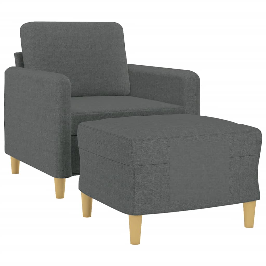 Fauteuil avec repose-pied Gris foncé 60 cm Tissu - XIOS