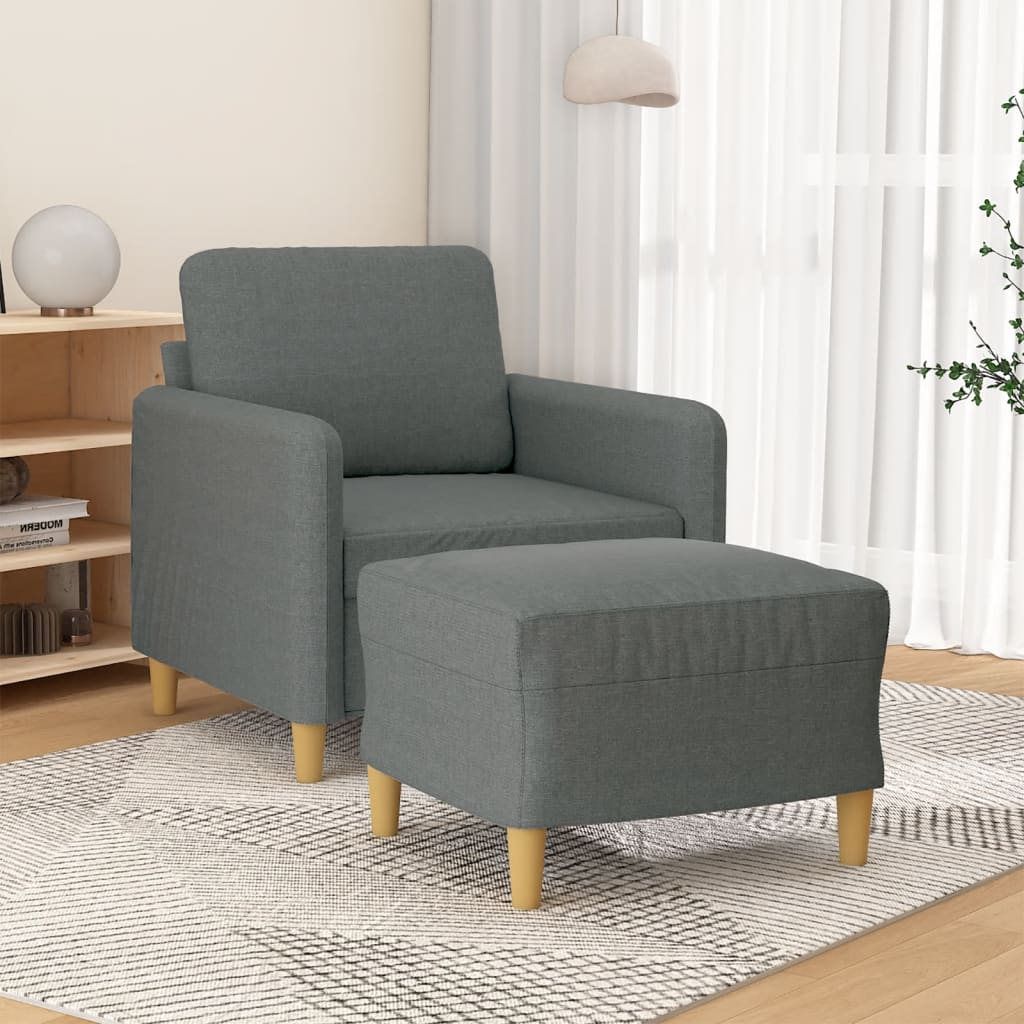 Fauteuil avec repose-pied Gris foncé 60 cm Tissu - XIOS