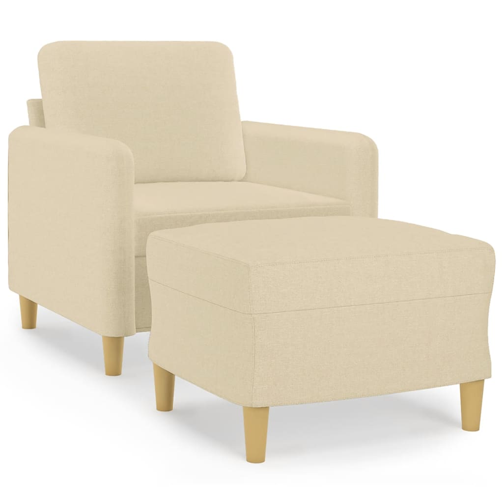 Fauteuil avec repose-pied Crème 60 cm Tissu - XIOS