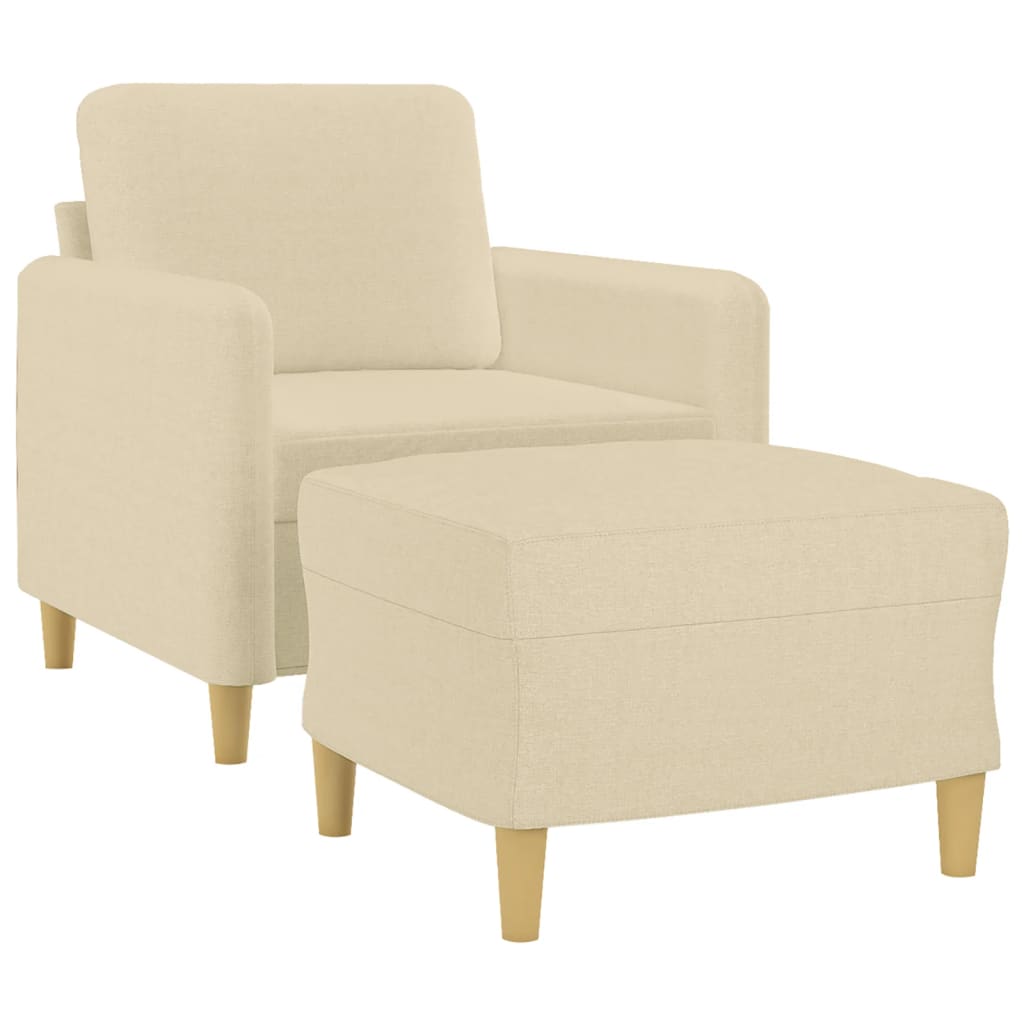 Fauteuil avec repose-pied Crème 60 cm Tissu - XIOS