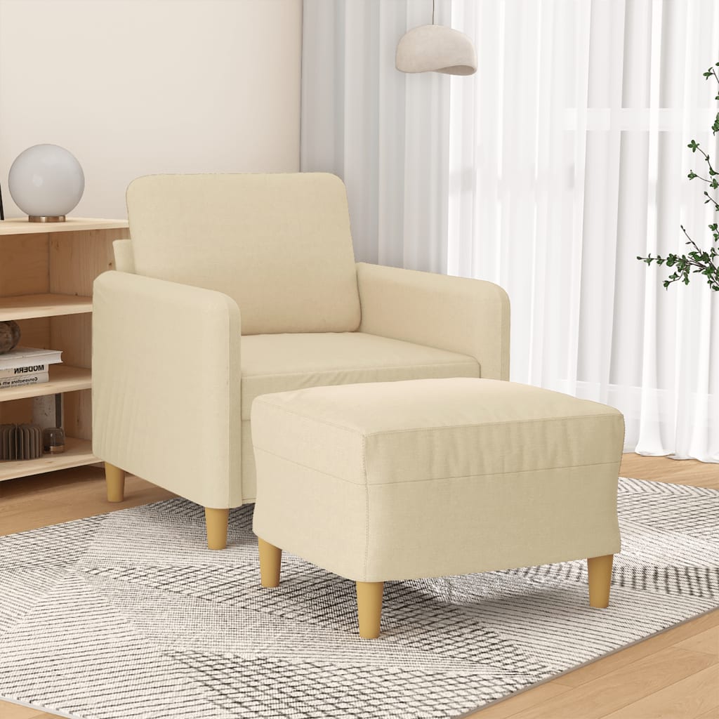 Fauteuil avec repose-pied Crème 60 cm Tissu - XIOS