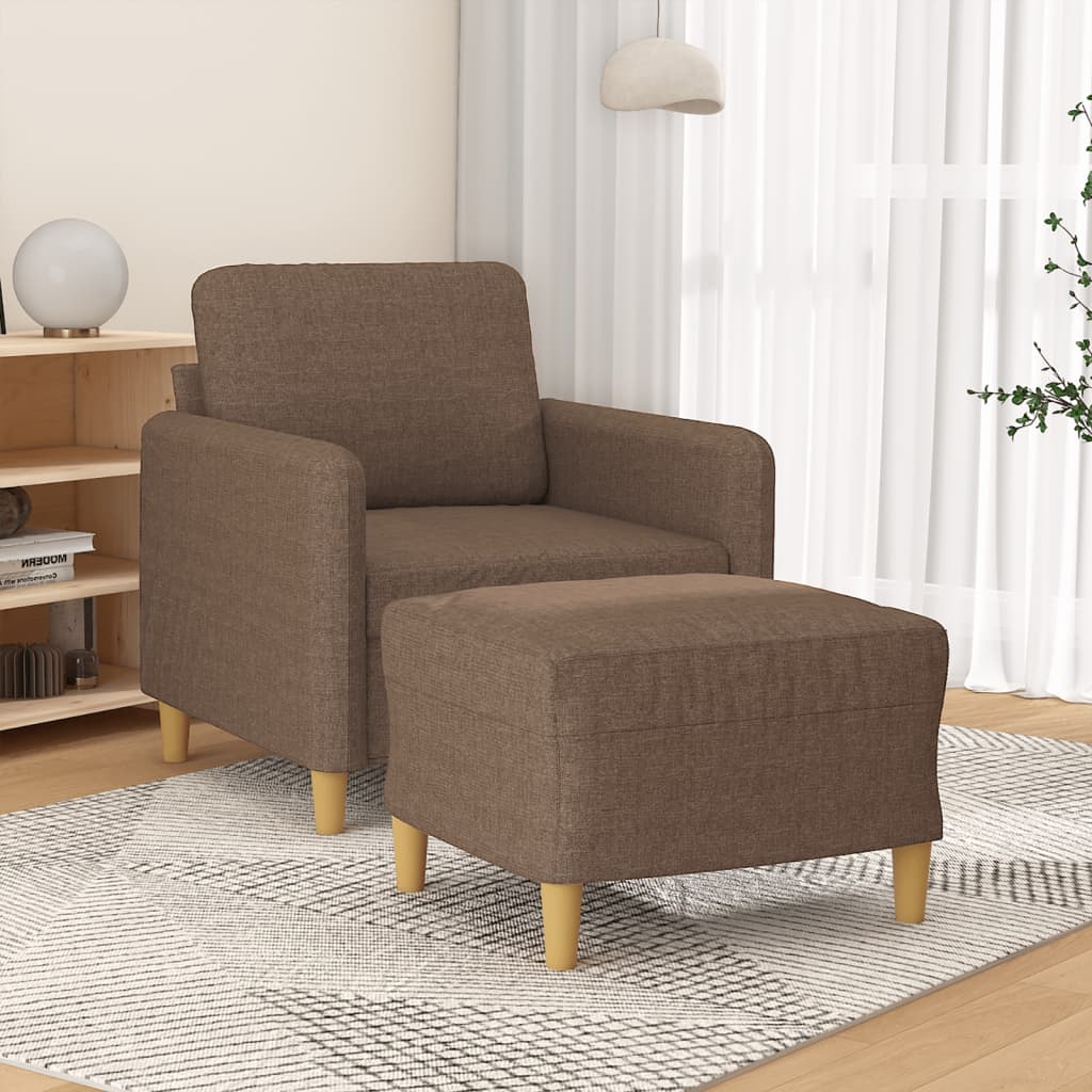 Fauteuil avec repose-pied Marron 60 cm Tissu - XIOS