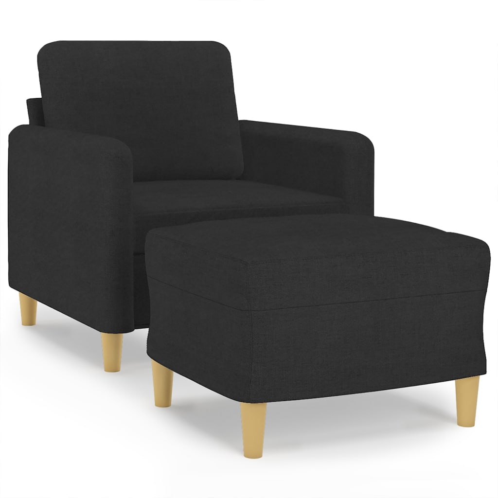 Fauteuil avec repose-pied Noir 60 cm Tissu - XIOS