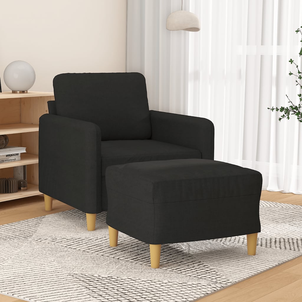 Fauteuil avec repose-pied Noir 60 cm Tissu - XIOS