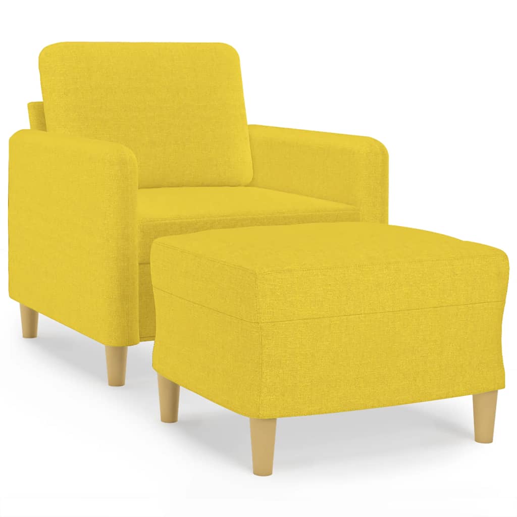 Fauteuil avec repose-pied Jaune clair 60 cm Tissu - XIOS