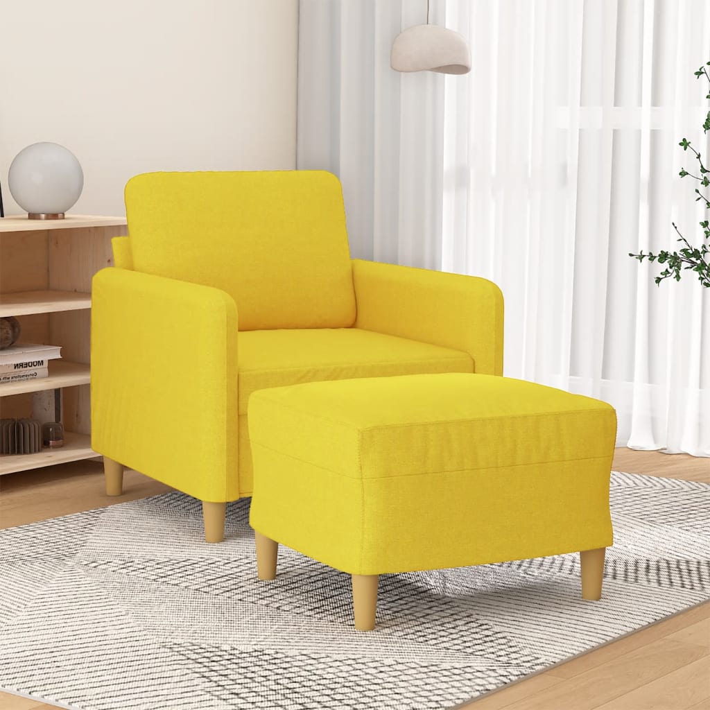 Fauteuil avec repose-pied Jaune clair 60 cm Tissu - XIOS
