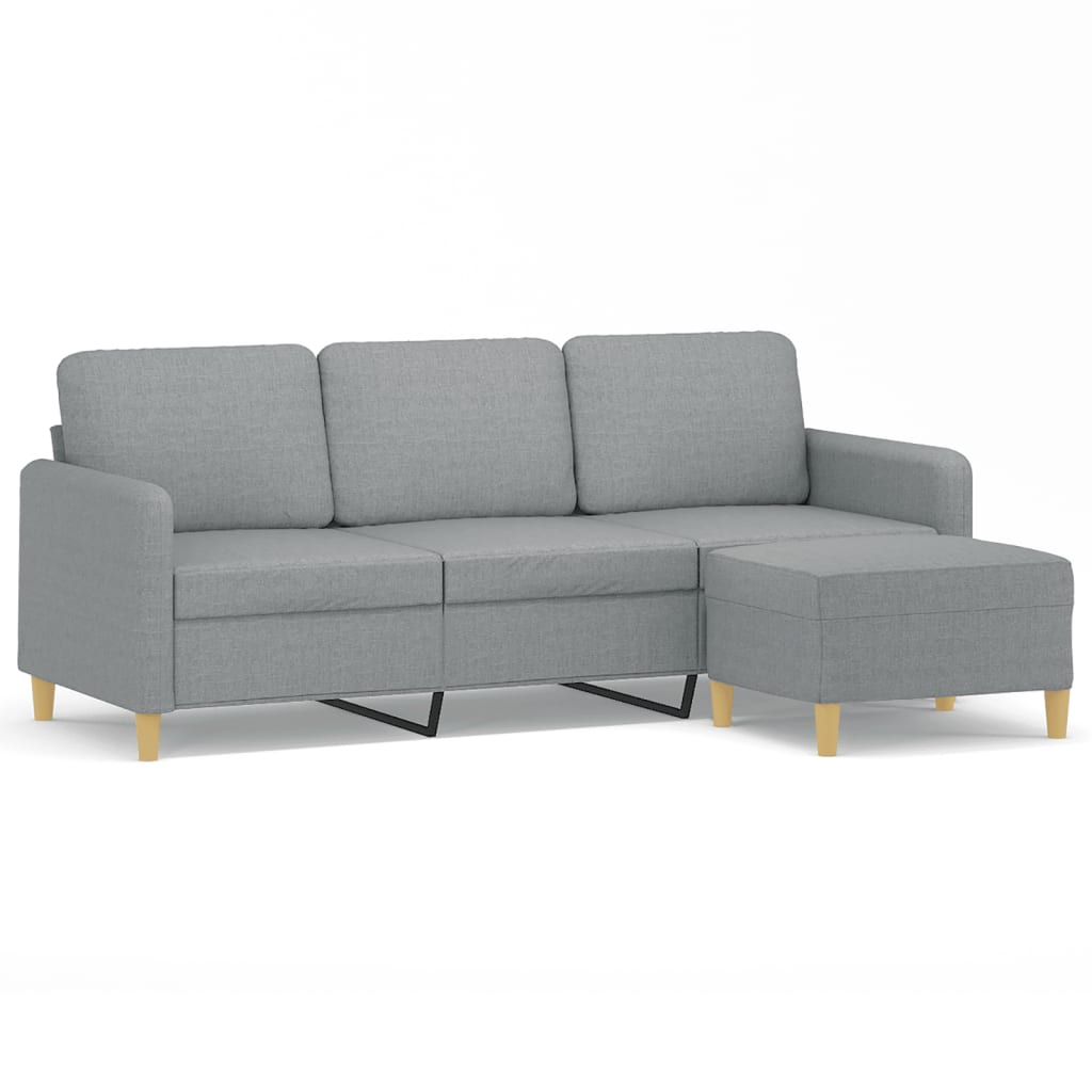 Canapé à 3 places avec repose-pieds Gris clair 180 cm Tissu - XIOS