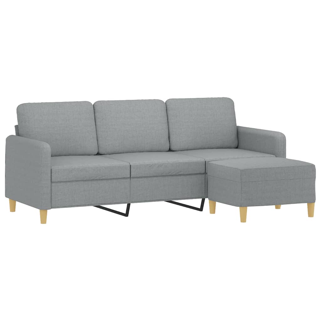 Canapé à 3 places avec repose-pieds Gris clair 180 cm Tissu - XIOS