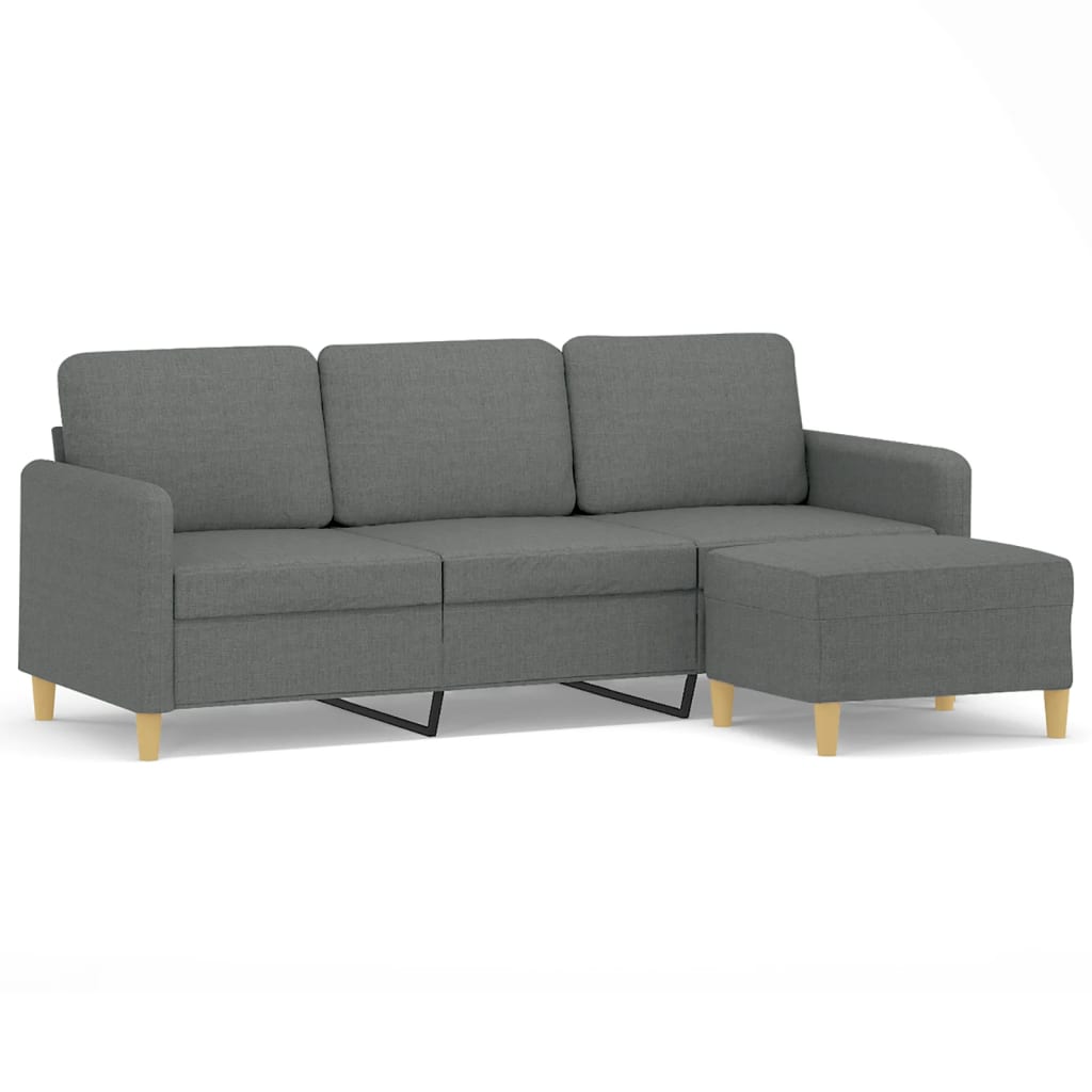 Canapé à 3 places avec repose-pieds Gris foncé 180 cm Tissu - XIOS