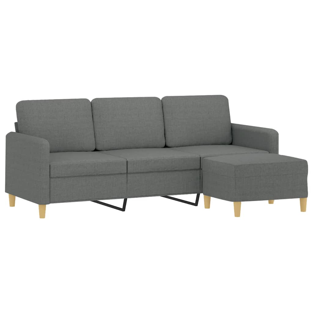 Canapé à 3 places avec repose-pieds Gris foncé 180 cm Tissu - XIOS