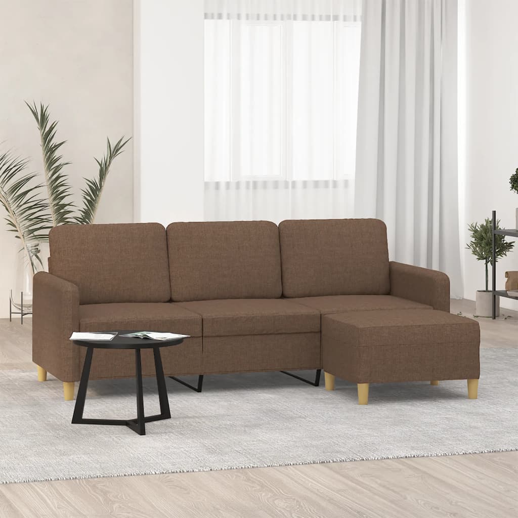 Canapé à 3 places avec repose-pieds Marron 180 cm Tissu - XIOS