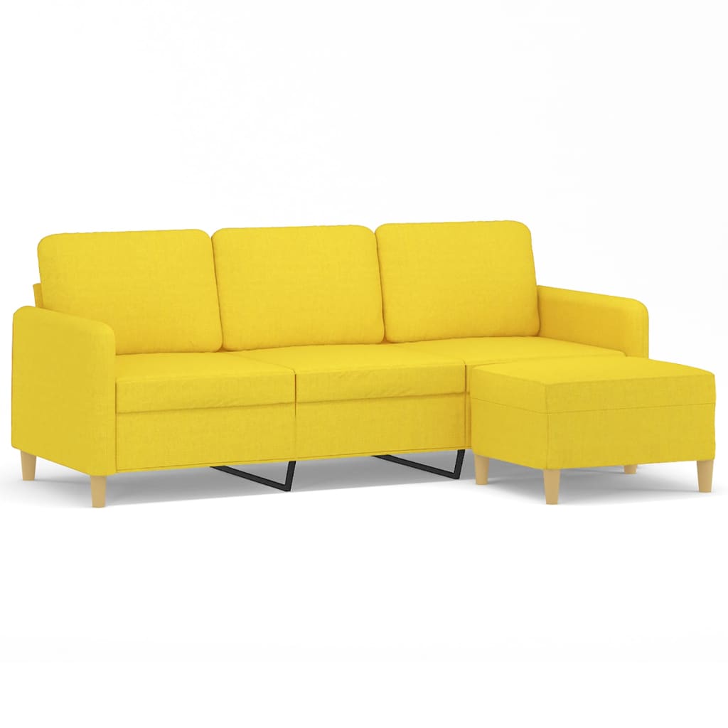 Canapé à 3 places avec repose-pieds Jaune clair 180 cm Tissu - XIOS