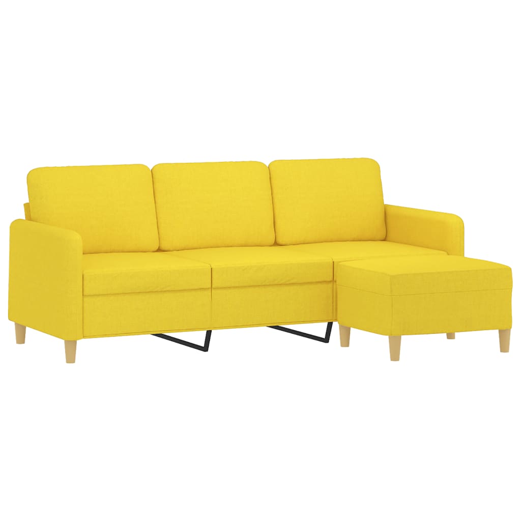 Canapé à 3 places avec repose-pieds Jaune clair 180 cm Tissu - XIOS