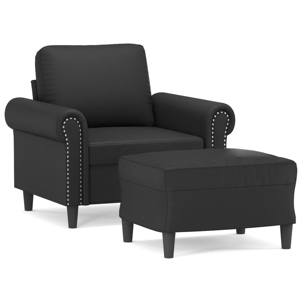Fauteuil avec repose-pied Noir 60 cm Similicuir - XIOS