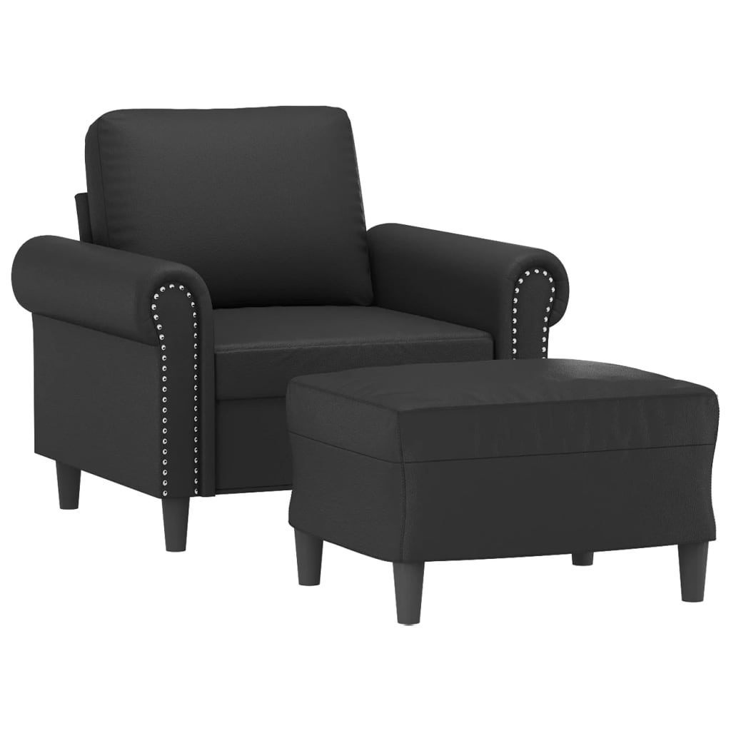 Fauteuil avec repose-pied Noir 60 cm Similicuir - XIOS