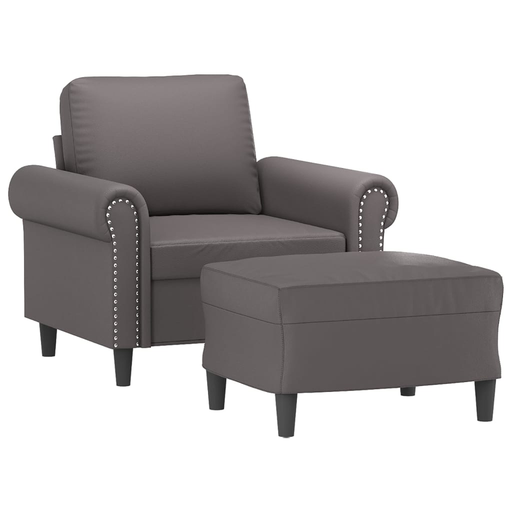 Fauteuil avec repose-pied Gris 60 cm Similicuir - XIOS