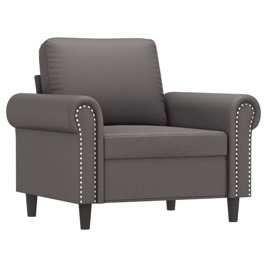 Fauteuil avec repose-pied Gris 60 cm Similicuir - XIOS