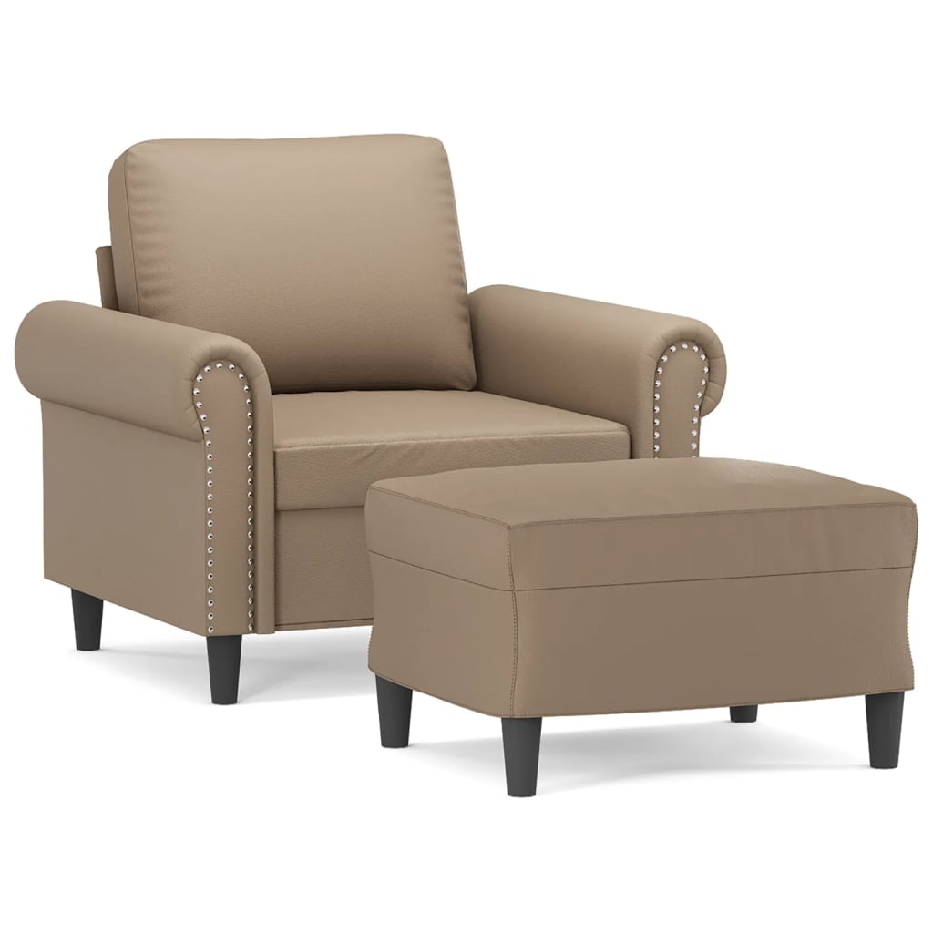 Fauteuil avec repose-pied Cappuccino 60 cm Similicuir - XIOS