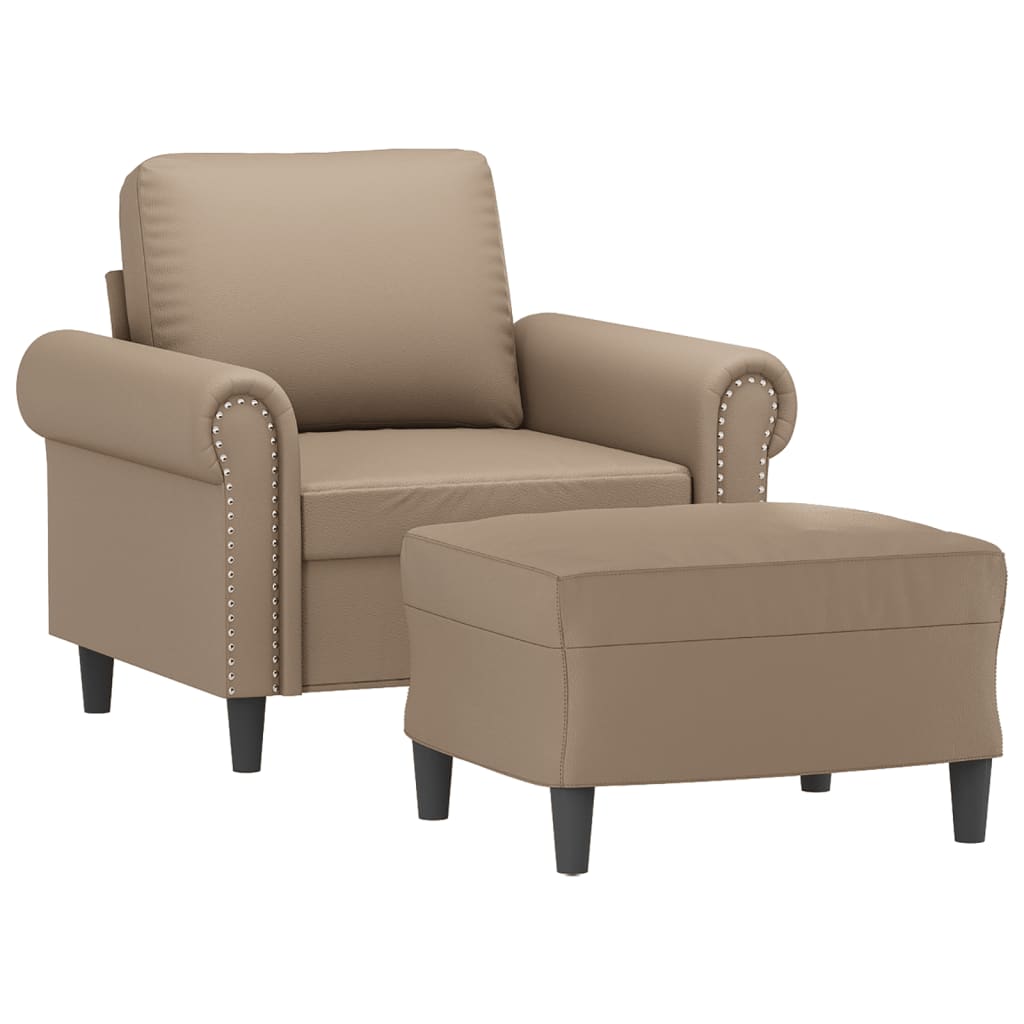 Fauteuil avec repose-pied Cappuccino 60 cm Similicuir - XIOS