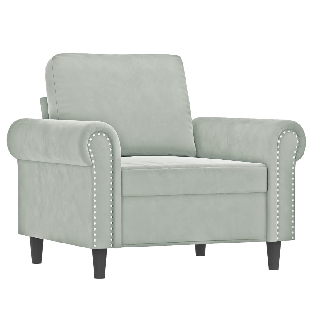 Fauteuil avec repose-pied Gris clair 60 cm Velours - XIOS