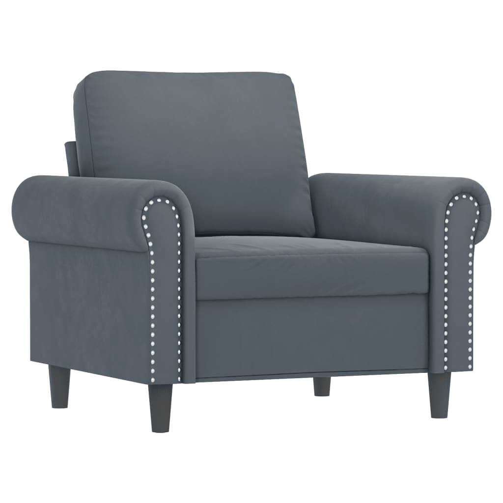 Fauteuil avec repose-pied Gris foncé 60 cm Velours - XIOS
