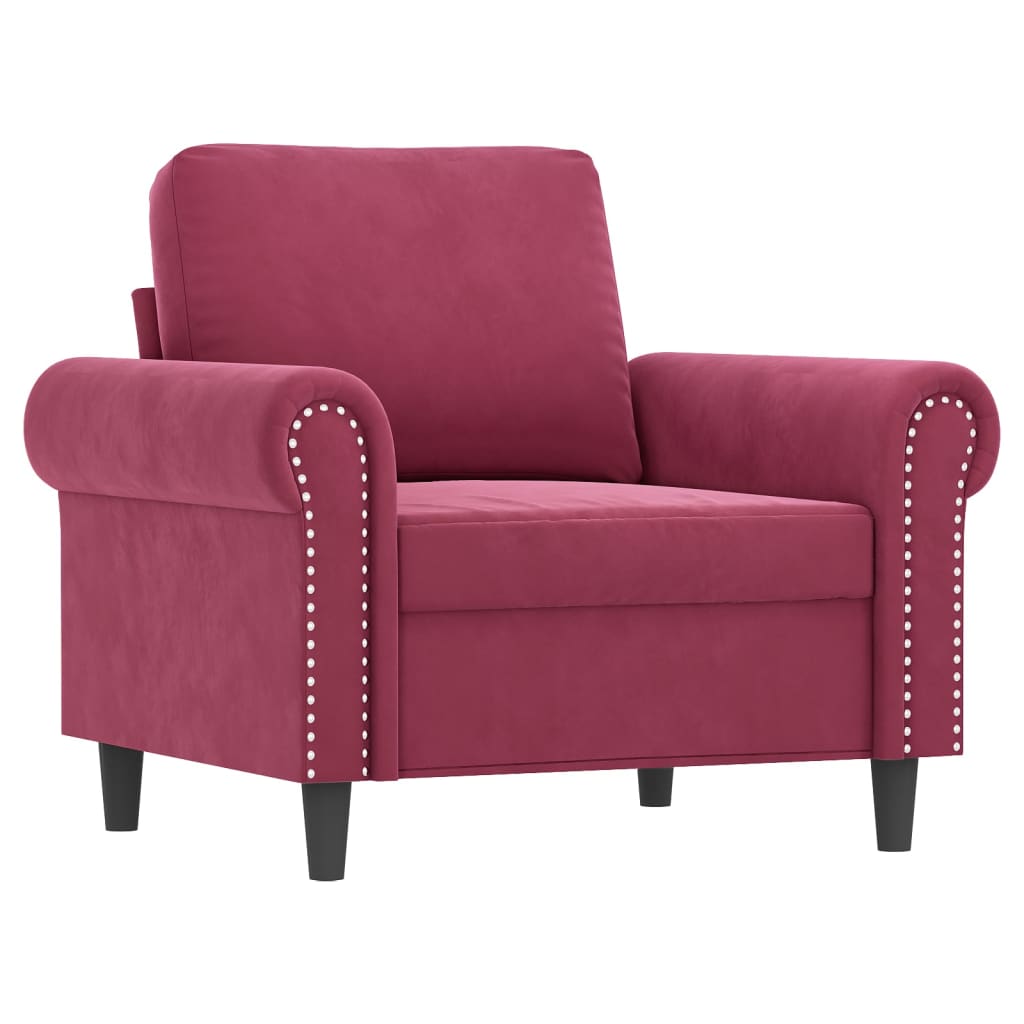 Fauteuil avec repose-pied Rouge bordeaux 60 cm Velours - XIOS
