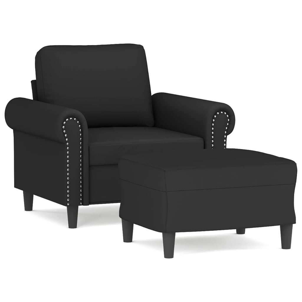 Fauteuil avec repose-pied Noir 60 cm Velours - XIOS