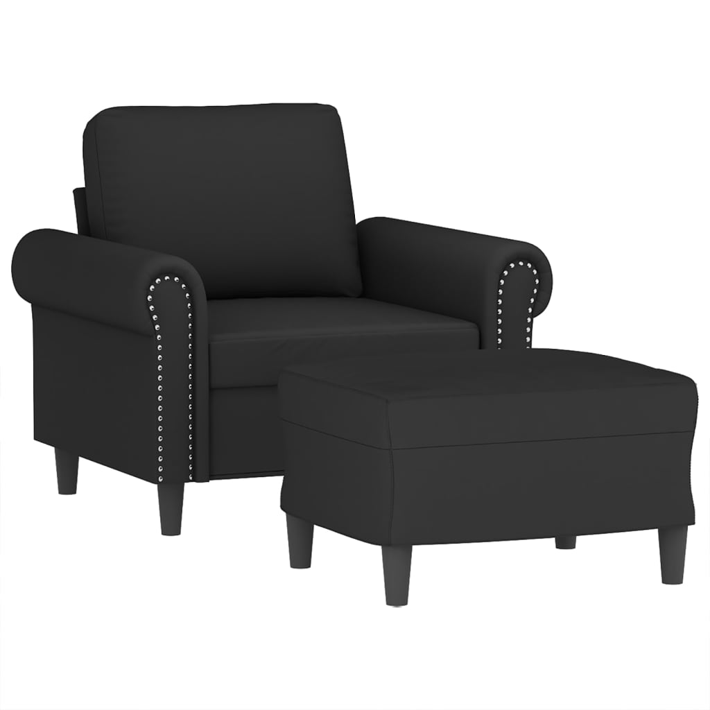 Fauteuil avec repose-pied Noir 60 cm Velours - XIOS