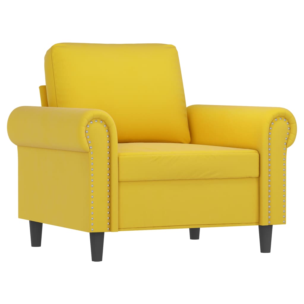 Fauteuil avec repose-pied jaune 60 cm velours - XIOS