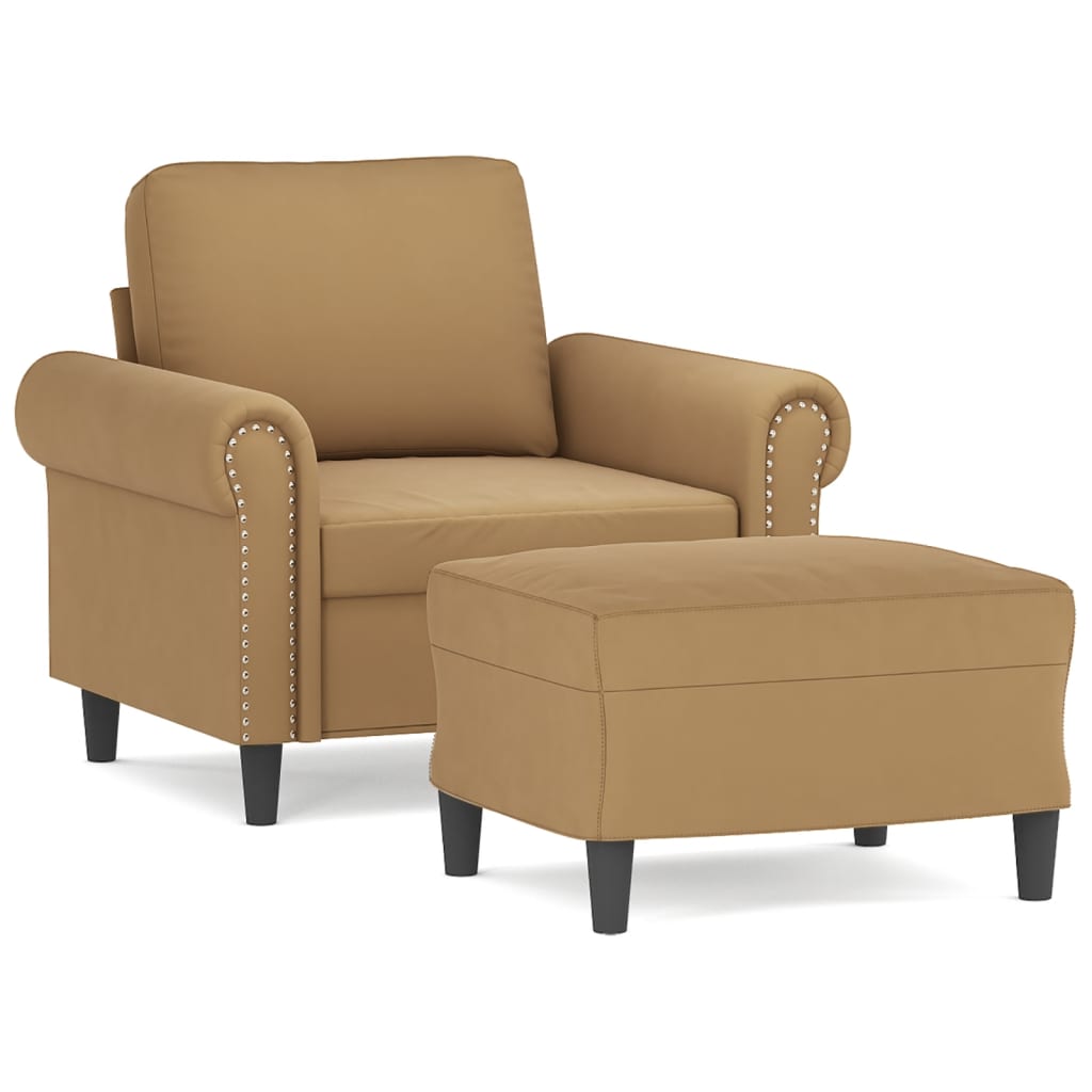 Fauteuil avec repose-pied Marron 60 cm Velours - XIOS