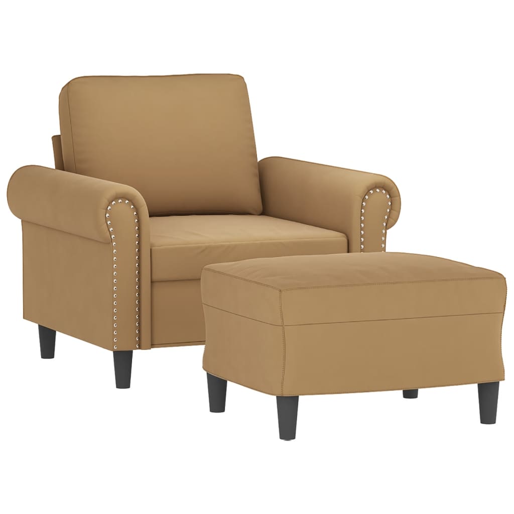 Fauteuil avec repose-pied Marron 60 cm Velours - XIOS