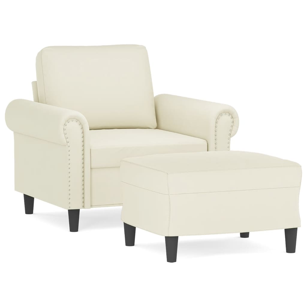 Fauteuil avec repose-pied Crème 60 cm Velours - XIOS