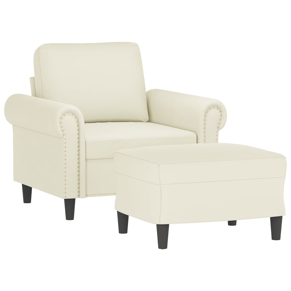 Fauteuil avec repose-pied Crème 60 cm Velours - XIOS