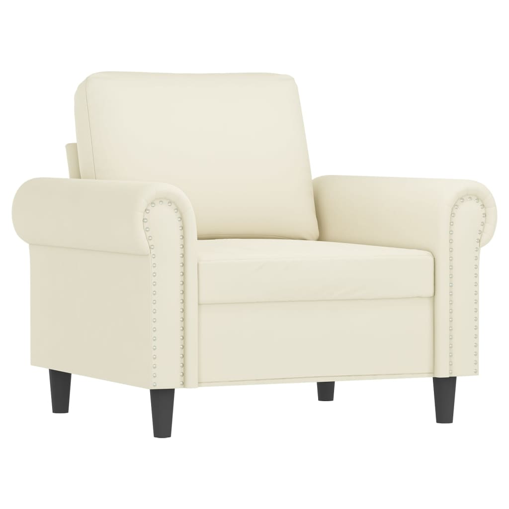Fauteuil avec repose-pied Crème 60 cm Velours - XIOS
